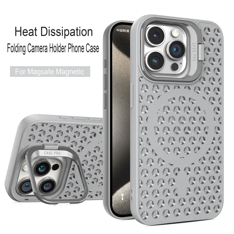 Heat Dissipation Mesh For Magsafe Magnetic Wireless Charge Case For iPhone 14 15 Plus 13 12 11 Pro Max Camera Holder Soft Cover