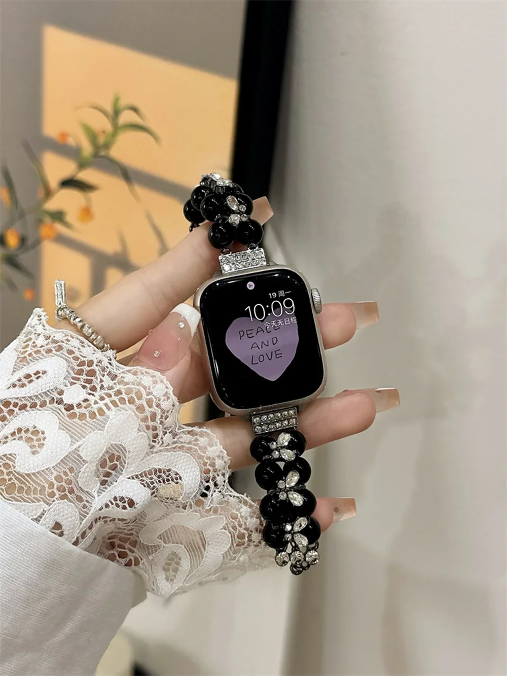 Luxury Beads Metal Link Band For Women  40mm 41mm 42mm elegant Strap For Apple Watch bling nice good hot selling