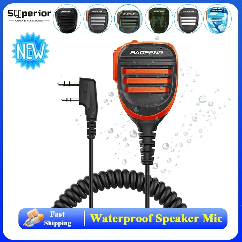 Baofeng UV-18 Pro Max UV-5RH Waterproof Speaker Microphone Tactical Mic 2PTT for UV-25 Pro DM-1701 UV-K5 UV-K6 Radio Accessories