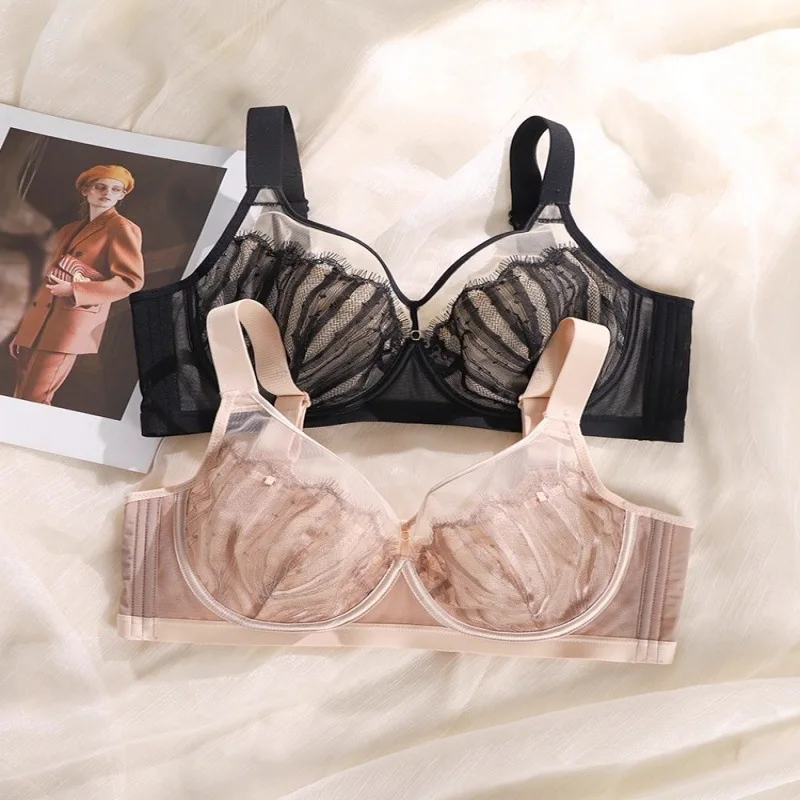

Женский кружевной сетчатый бюстгальтер пуш-ап, удобное мягкое поддерживающее сексуальное элегантное нижнее белье, черное, бежевое, повседневное нижнее белье