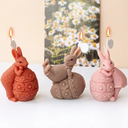 DIY Cute Rabbit Candle Making Tool Easter Egg Soap Crystal Silicone Mould Chocolate Cake Decor Animal Painting Plaster Doll Gift