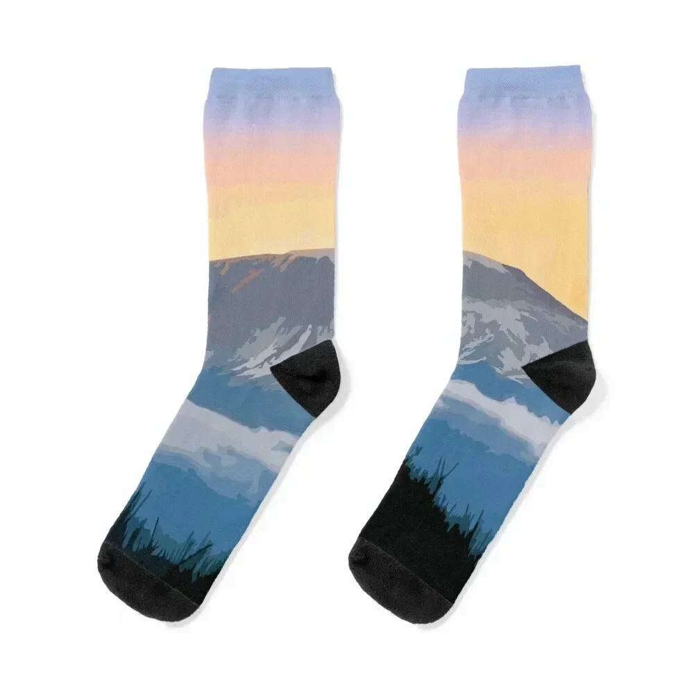 Sunrise Over Mt Kilimanjaro Digital Painting Socks sports stockings floor fashionable Socks Woman Men's