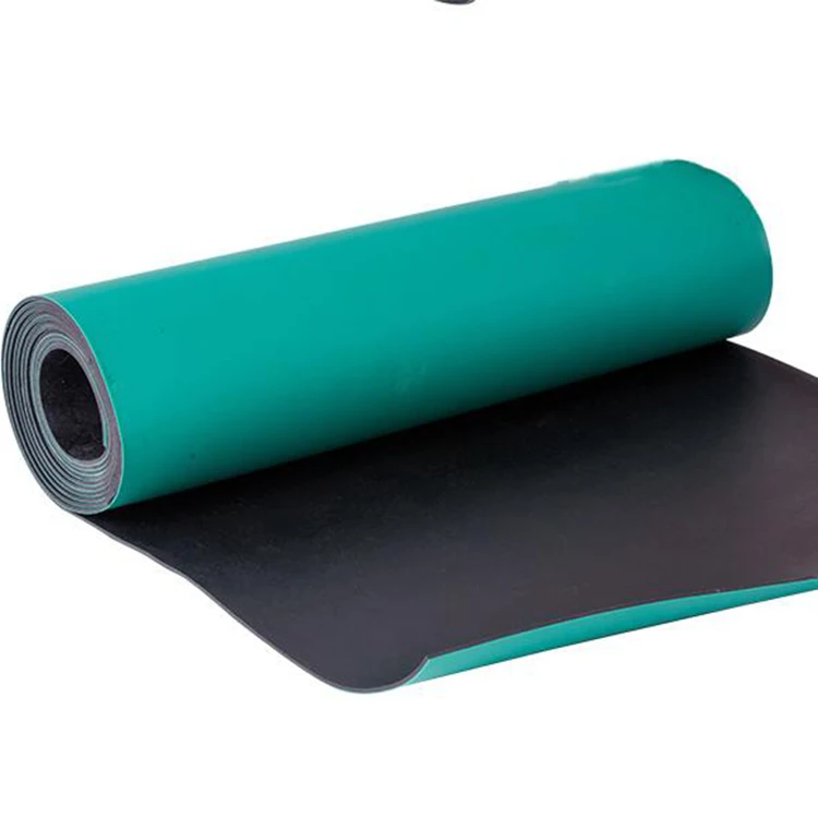 

1mX10m 2mm 2 Layers Green Anti Static Nitrile Rubber Esd Floor Mat In Roll For Electronic Production Line