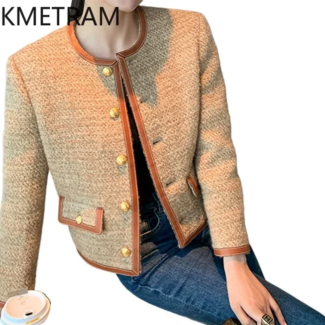 KMETRAM Natuurlijke Wol Tweed Jassen Hoge Kwaliteit Nieuw in Bovenkleding luxe Jas Herfst Kleding Vrouwen 2024 Chaquetas Para Mujer