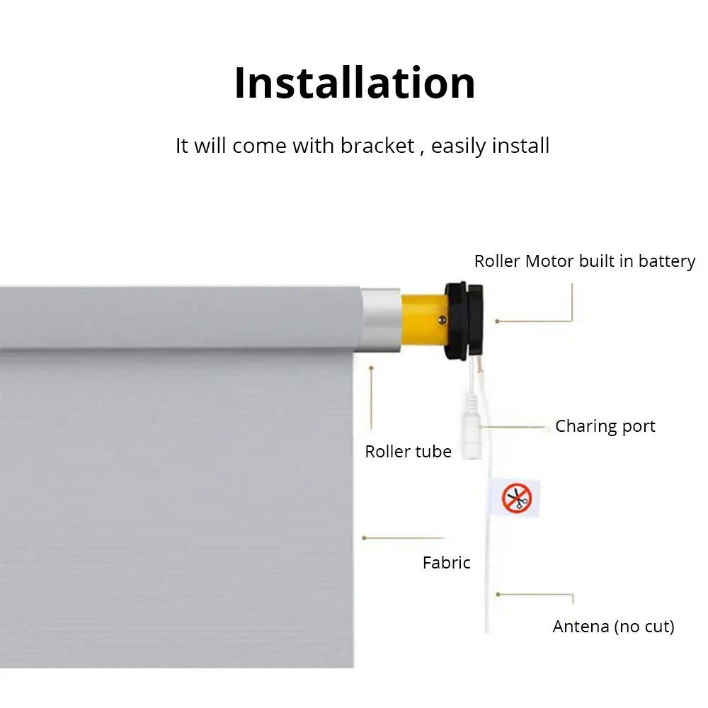 Imagem -04 - Zemismart-recarregável Roller Blind Motor com Painel Solar Sombra Motorizada Controle Remoto rf Tubo de 38 mm