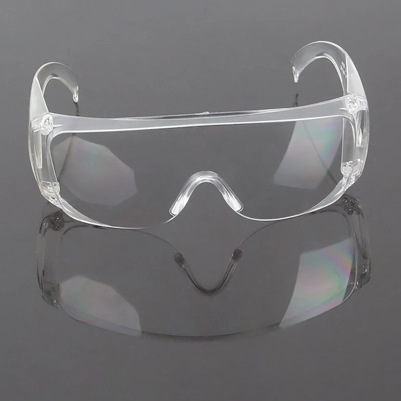 แว่นตานิรภัยป้องกันรังสียูวีแบบใสใช้ได้ทั้งชายและหญิงเลนส์ป้องกันตาสำหรับห้องแล็บเพื่อป้องกันฝุ่นในที่ทำงาน