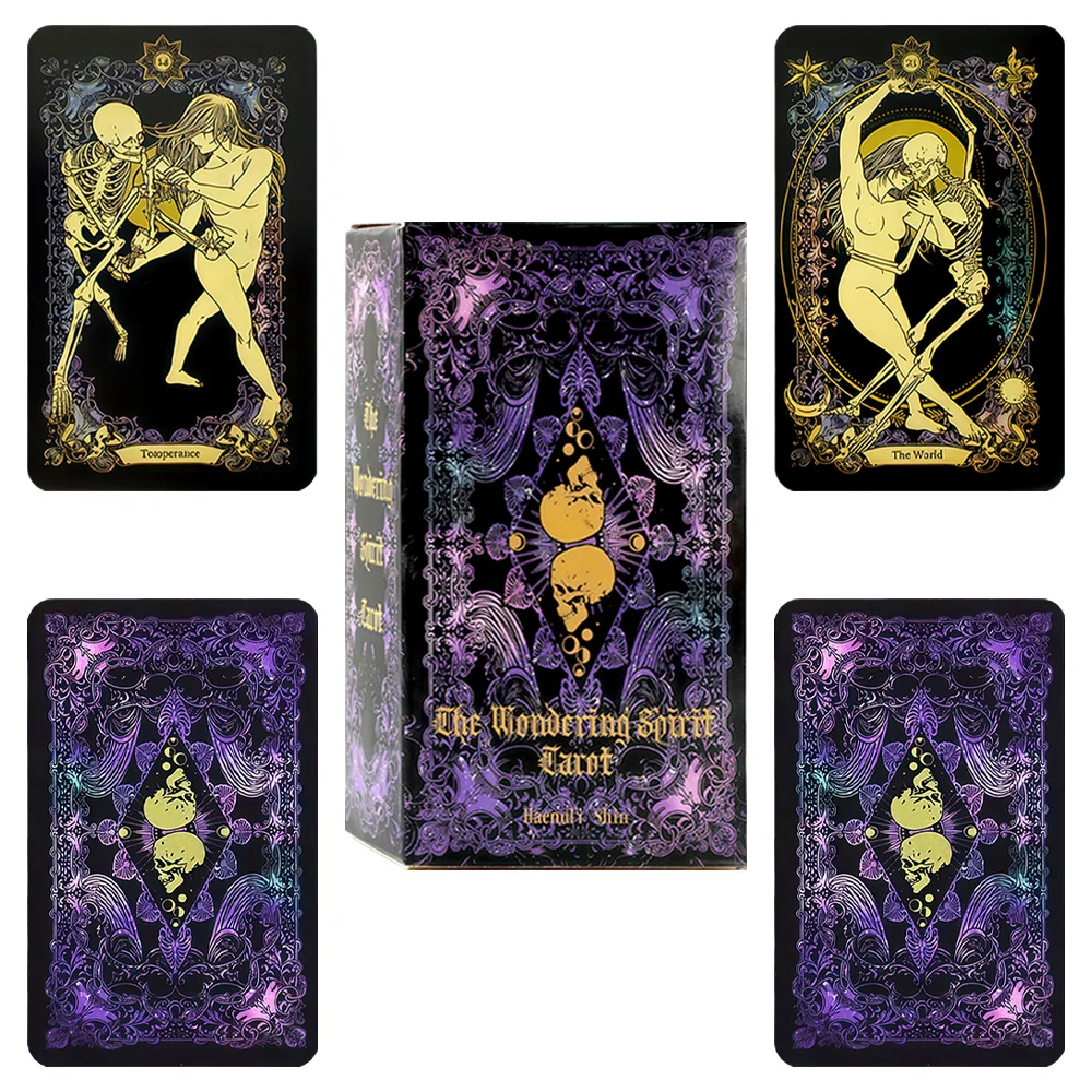 

78 Card Wandering Spirit Tarot Deck 10.5x6.3cm Mystical Divination Cards for Visions Oracle Casual Entertainment and Board Games