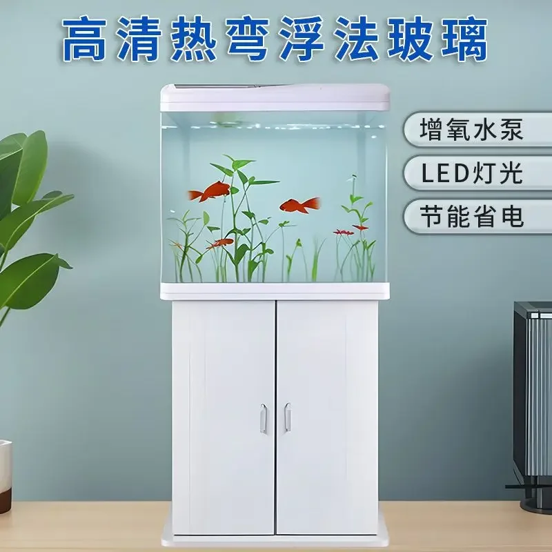 Fish tank with cabinet, living room, household floor-to-ceiling hot bending glass, fish tank bottom cabinet, oxygenated medium-s