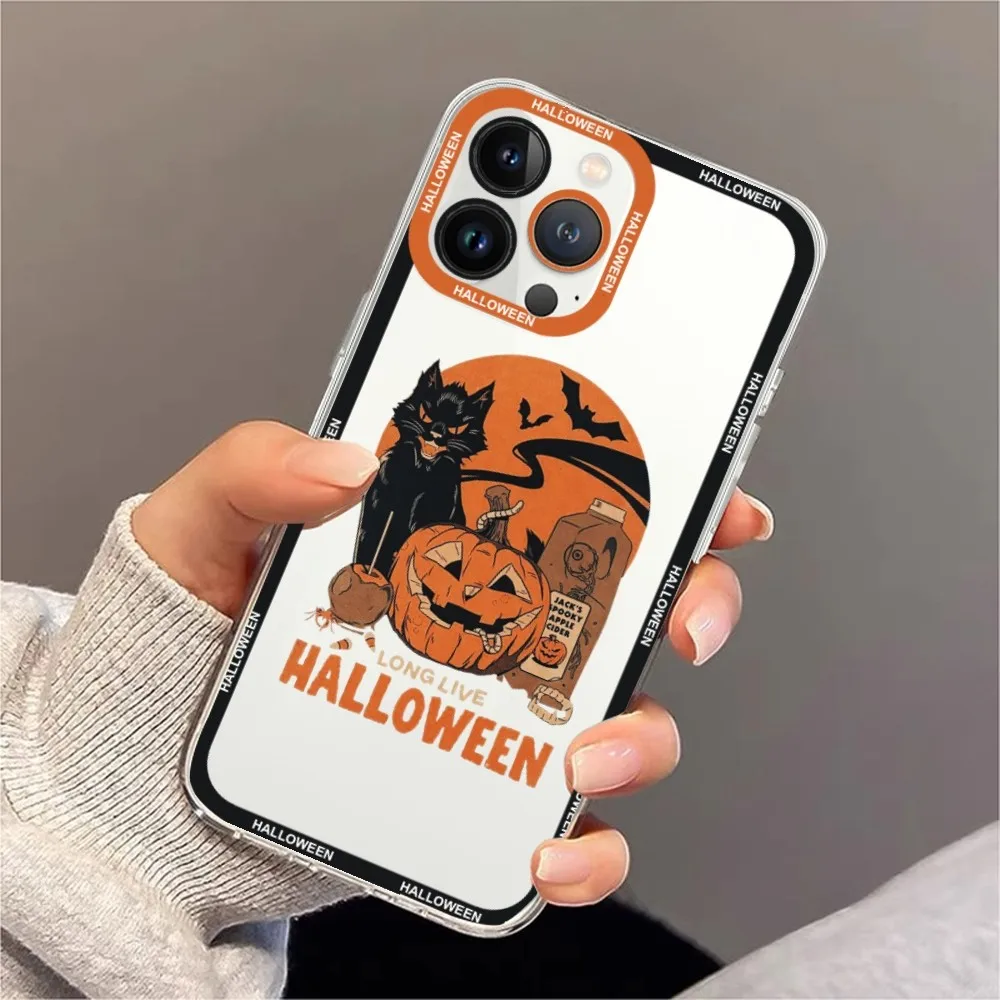 October Fall Halloween Phone Case For Samsung S20 S21 S22 S23  Ultra Plus S10 Transparent Border Shell