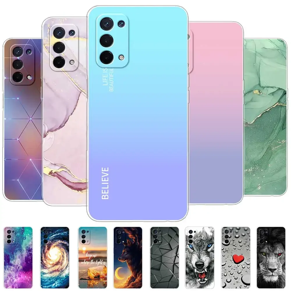 For OPPO A74 5G Case For OPPO A74 Marble Clear Soft Silicone Phone Case For OPPOA74 A 74 Back Cover Funda Coque