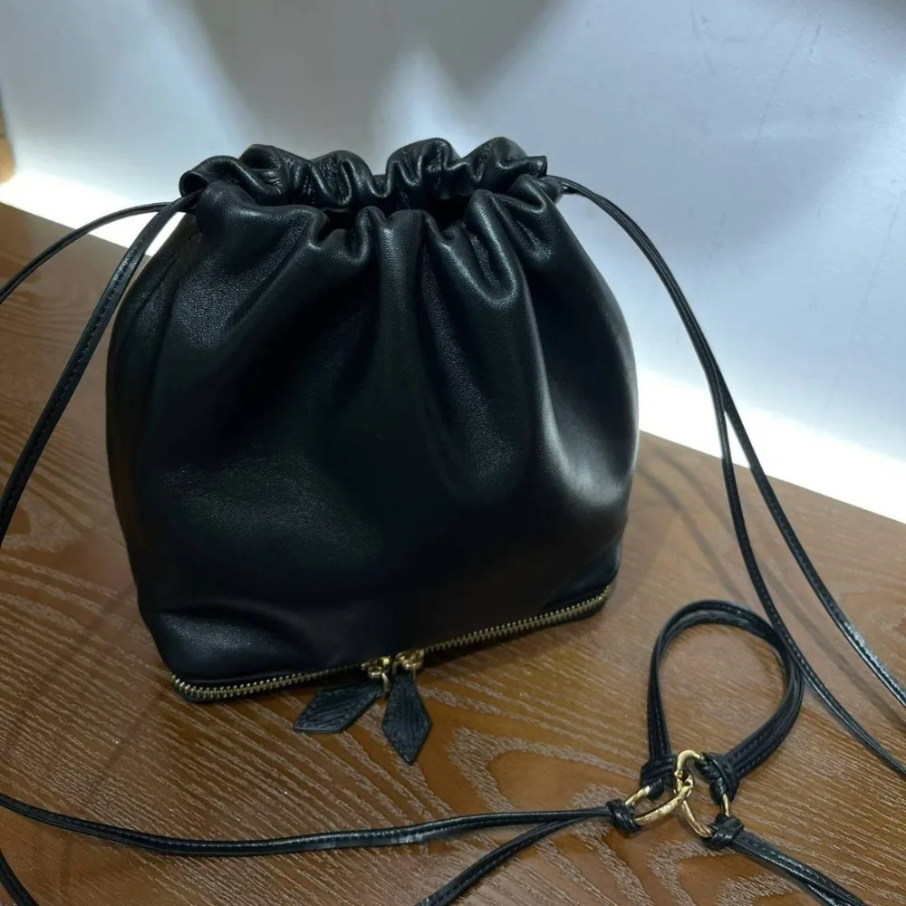 Inside and Outside Leather Women's Bag 2026 Summer New Drawstring Lucky Bag Versatile Fashion Shoulder Unique Texture