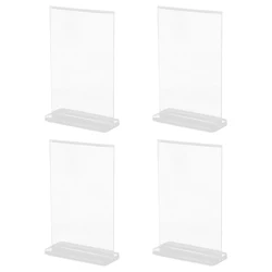 Soporte de acrílico para exhibición de precios de escritorio, soporte Vertical para tarjetas postales de álbum para restaurante y supermercado, 4 piezas, A6