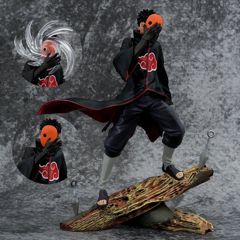 26cm Anime Akatsuki Uchiha Obito Tobi Battle Ver. GK PVC Action Figure Statue Collection Stand Model Kids Toys Doll Gifts