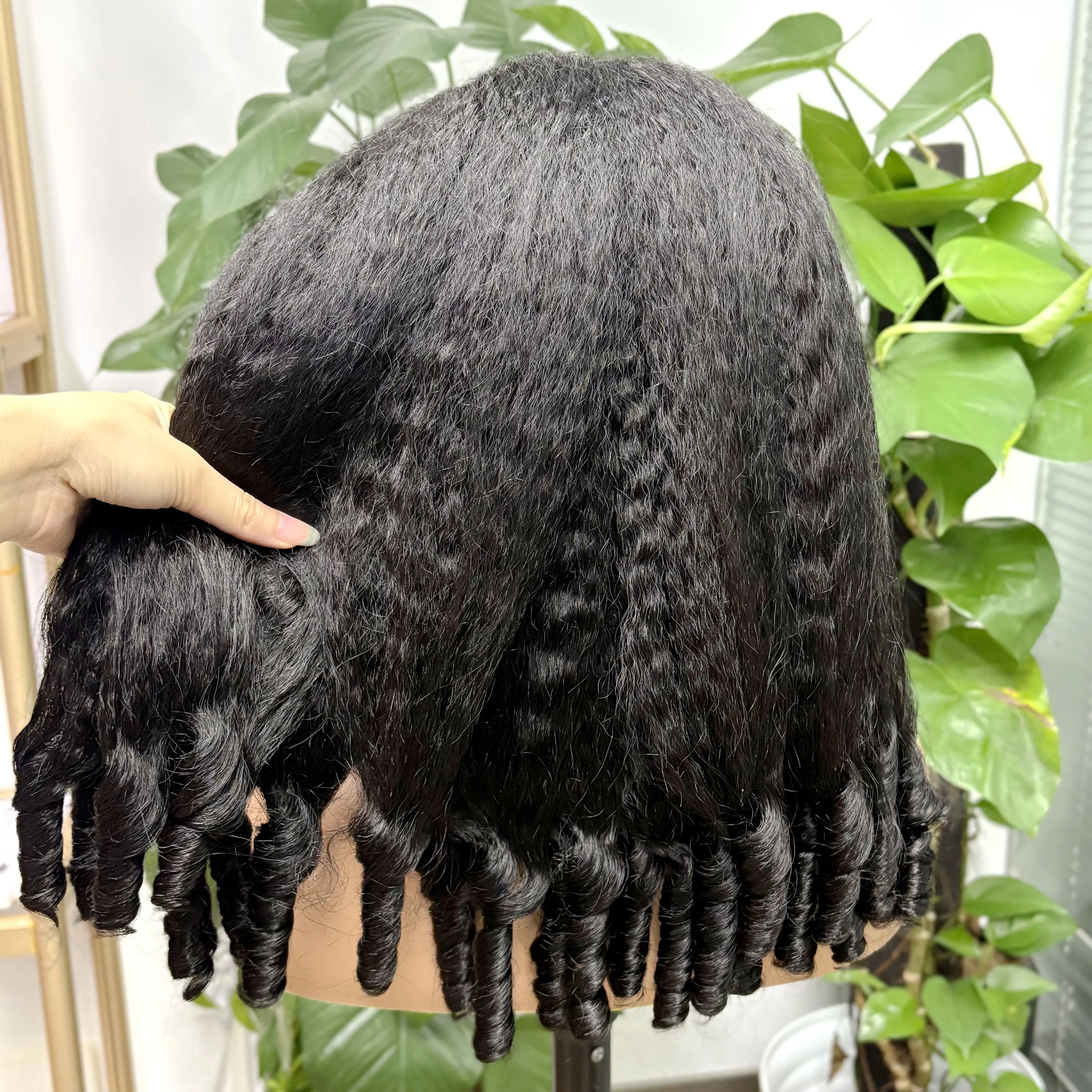 Peluca de cabello humano liso y rizado de 20 pulgadas y 350% de espesor, pelucas de cabello rizado en espiral, peluca de cabello Remy brasileño de color Frontal de encaje 13x4 para mujer