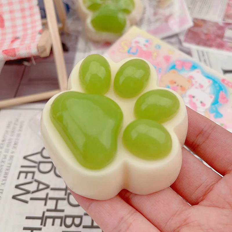 Funny Gift Squeeze Fruit Green Cat Paw Toys Sticky Abreact Decompressing Pinching Cat Paw Soft Relief Relax Props