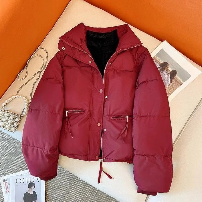 2026 New Winter Coat Thicken Down Cotton Puffer Jacket Petite Cropped Women Stand Collar Parkas Jacket Waterproof Snow Wear Outw