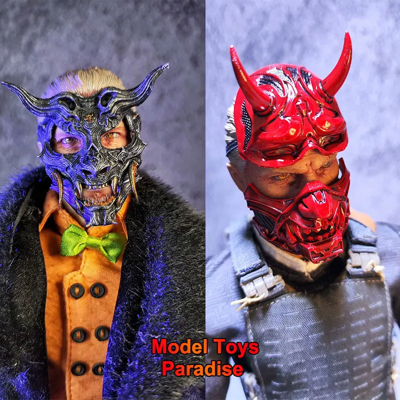 Maska Hannya w stylu mechanicznego punku, skala 1/6, japoński żołnierz, pasuje do figurek akcji 12-calowych.