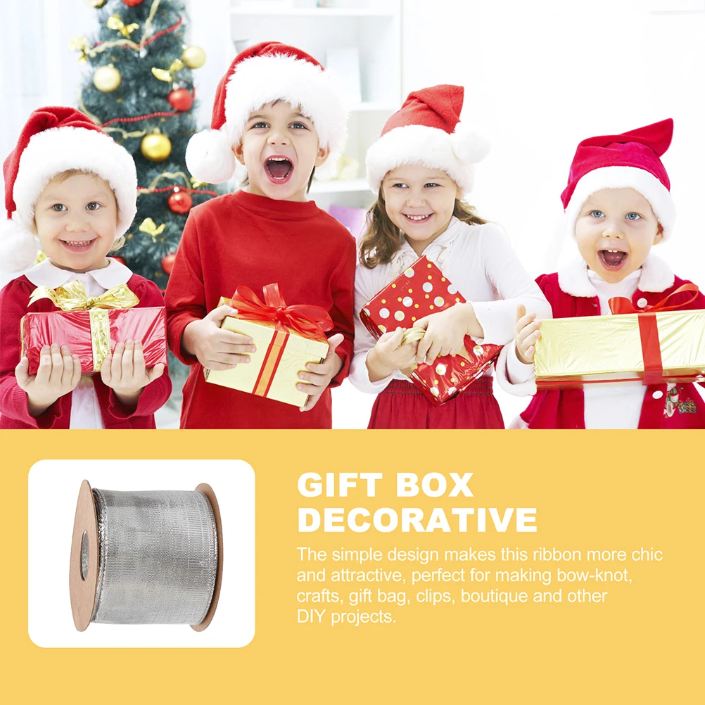 

Bouquet Red Satin Ribbon Present Packaging Ribbons Silver Metallic Line Decorative Packing Silk