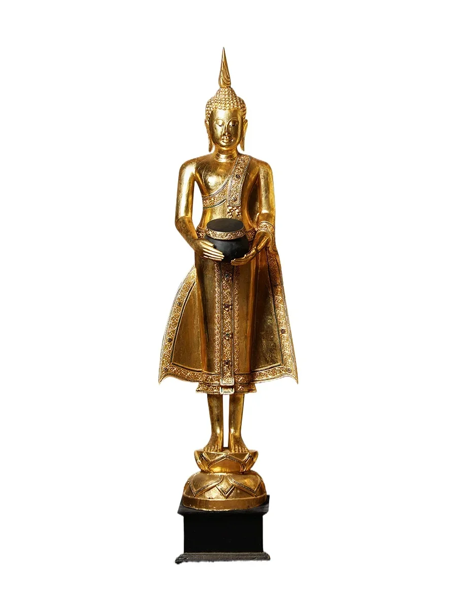 

Thai-Style Solid Wood Lobby Welcome Station Buddha Southeast Asia Tooling Floor Big Decorations Spa Hotel Club Decoration