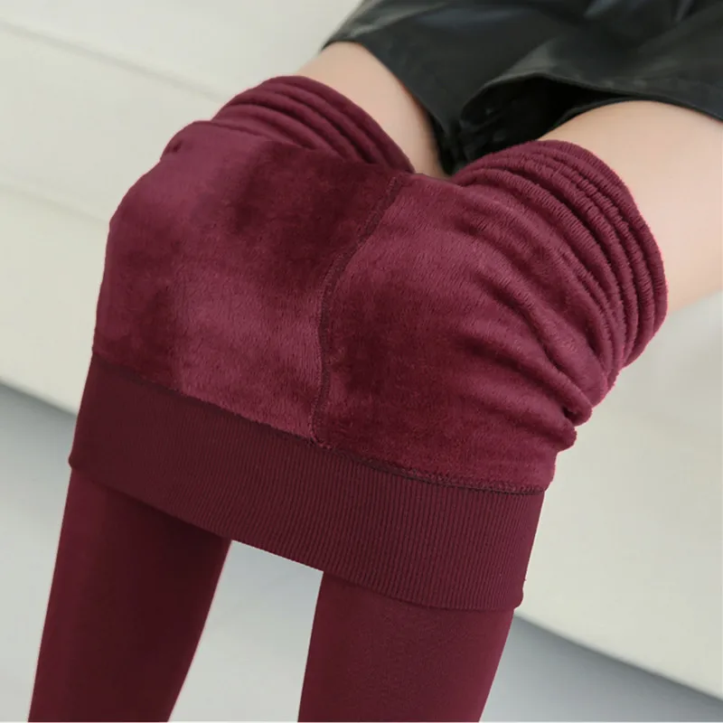 Women Winter Leggings Warm Leggins High Waist Solid Color Velvet Women Leggings Stretchy Black Tights Skinny Leggings 2521