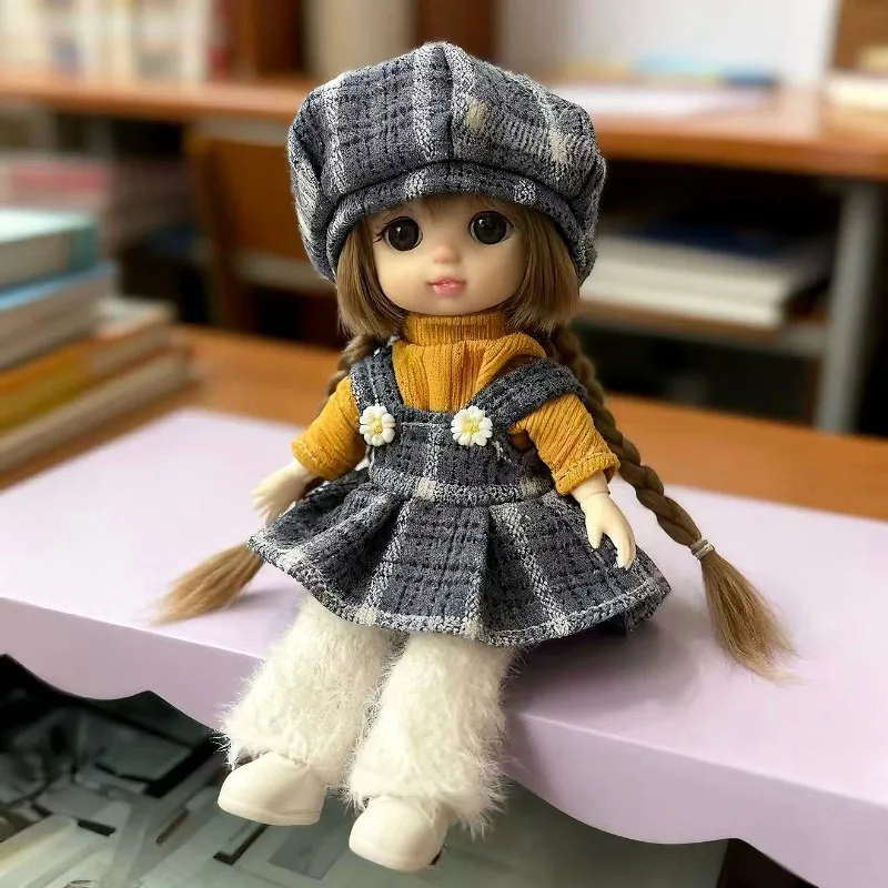 17cm Cute Smile Doll with Clothes Girl Children Toy Birthday Gift  Dress Up Toy