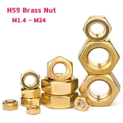 1~100Pcs DIN934 Brass Hex Hexagon Nut Copper Screw Cap for M1.4 M1.6 M2 M2.5 M3 M4 M5 M6 M8 M10 M12 M14 M16 M18 M20 M22 M24 Bolt