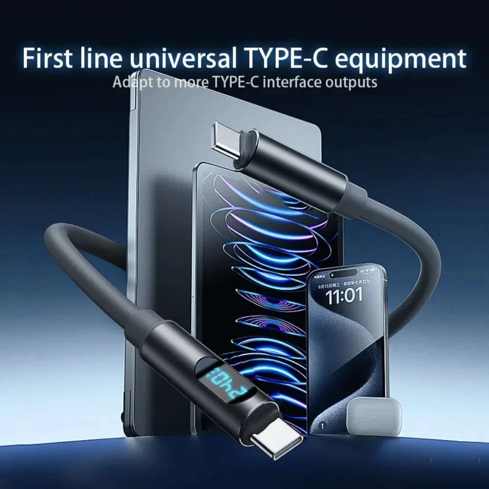 USB C Cable Fast Charging Digital Display Phone Charger Data Cord For iPhone 17 16 Samsung Xiaomi Huawei PD Type C Quick Cable