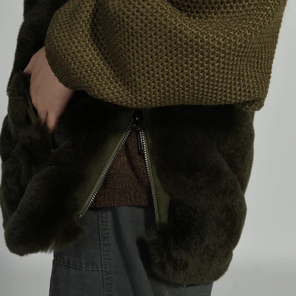 Jaxmonoy женская шуба из натурального меха кролика рекс в стиле пэчворк с вязаными рукавами, осень-зима 2022, новая верхняя одежда, женские повседневные шубы