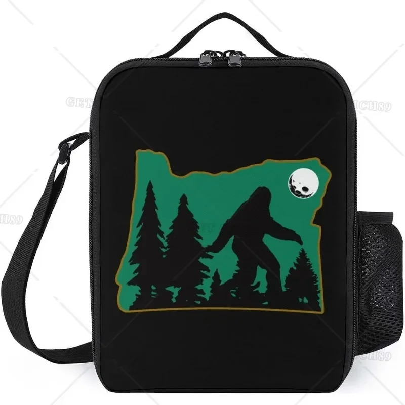 Sasquatch Bigfoot in Oregon Lunch Bag Insulated Cooler Box Reusable with Shoulder Strap for Women Men Kids Work Picnic Hiking