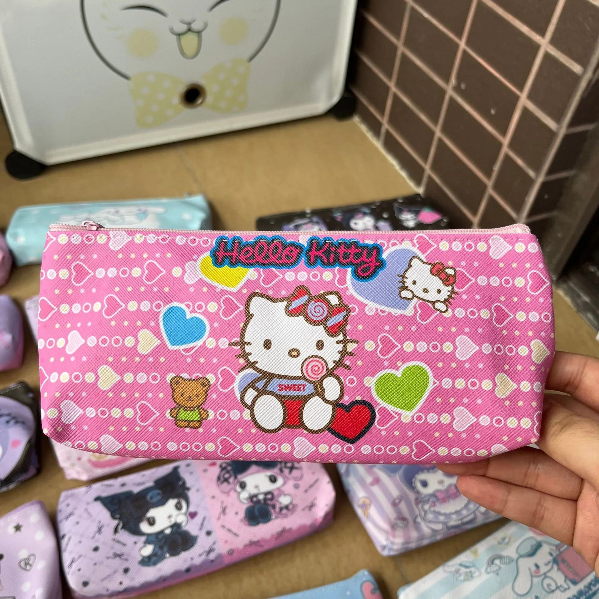 Sanrio niedlichen Feder mäppchen Hallo Kitty Schul bedarf Melodie japanisches Briefpapier Kuromi cinnamorollkawaii Bleistift beutel Großhandel