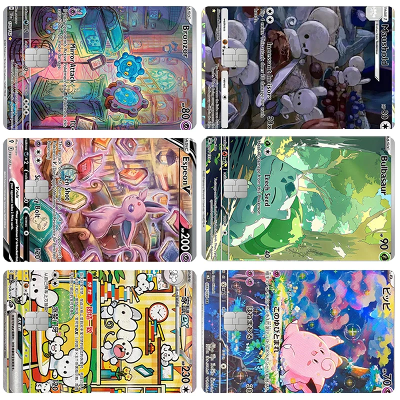 

Наклейки Bronzor Traffic Card: коллекция игровых стикеров PTCG, наклейки Espeon V, Bulbasaur, Clefairy, декор, подарок для студентов