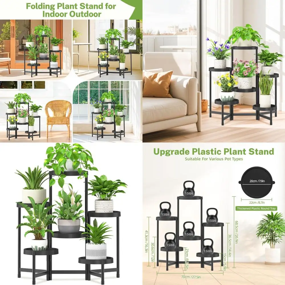 

Многоярусная подставка для растений (6 ярусов) для дома и улицы с пластиковым поддоном, многоуровневая подставка-органайзер, металлическая подставка для орхидей или для террасы/веранды