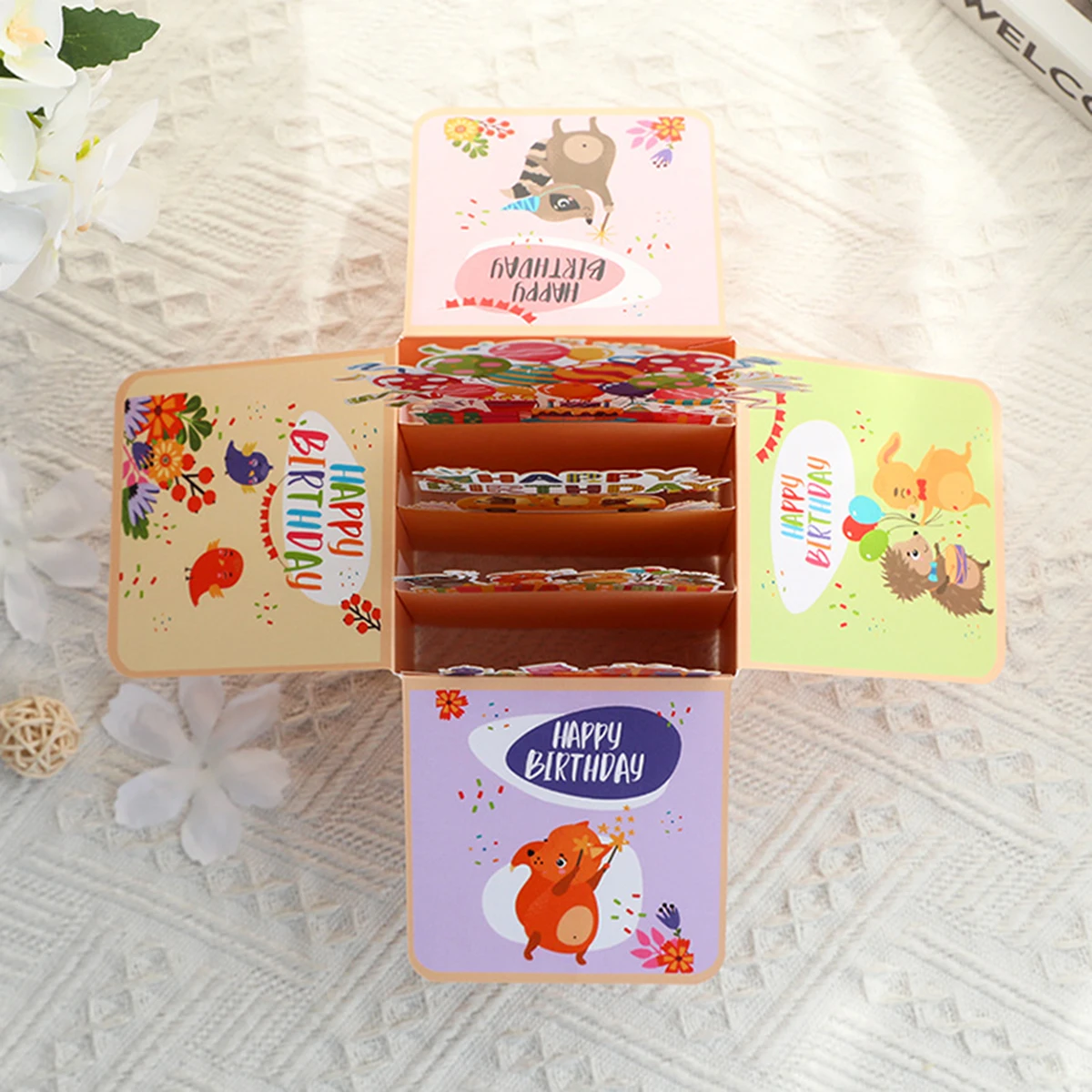 Biglietto d'auguri pop-up 3D, tema animale, confezione regalo con scultura in carta fatta a mano, biglietto per esprimere gratitudine e benedizioni