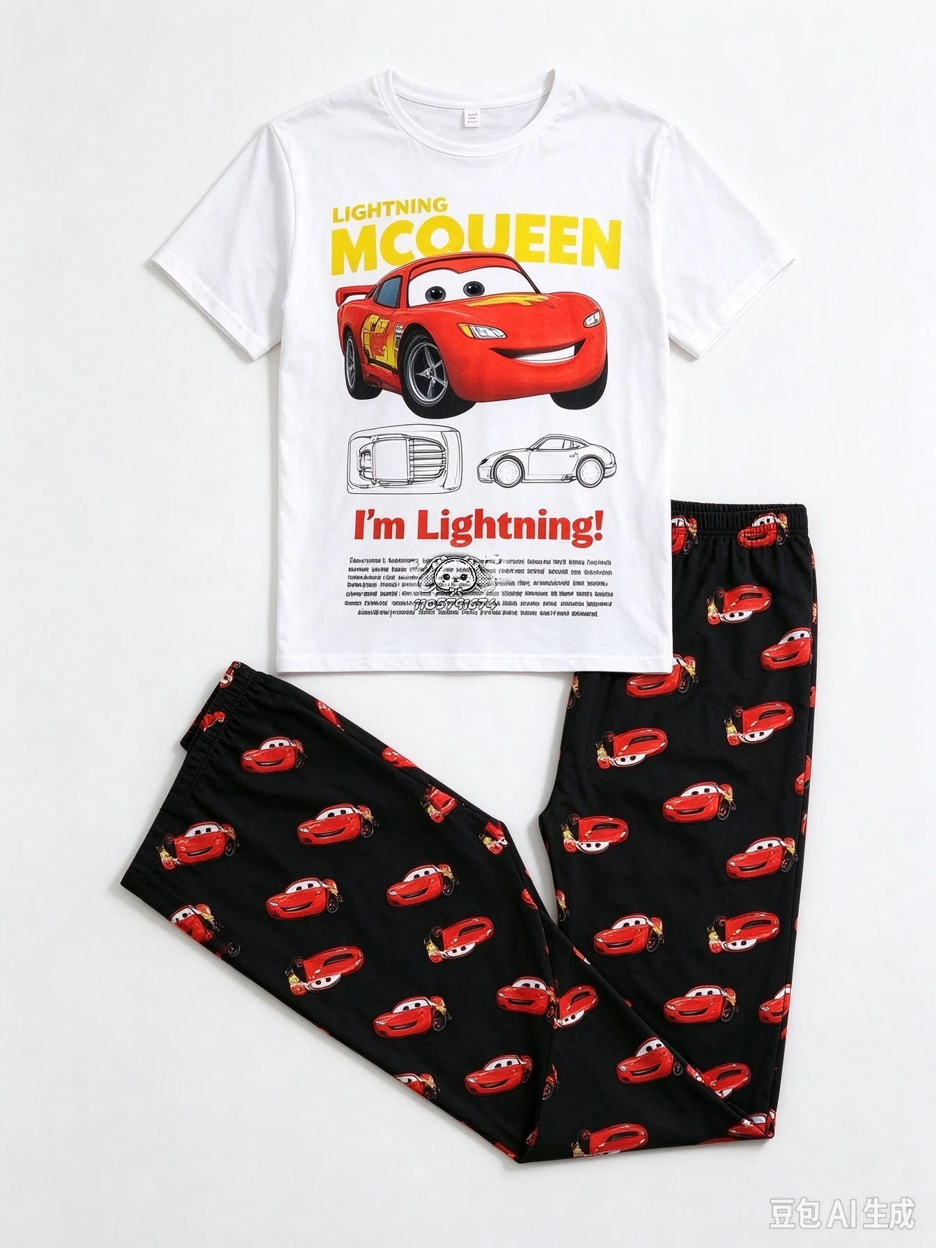Spring Summer Cartoon Sports Car Print Short Sleeve T-Shirt Set Loose Casual Unisex Family Party Cos 2Pcs Outfit FamilyMatching
