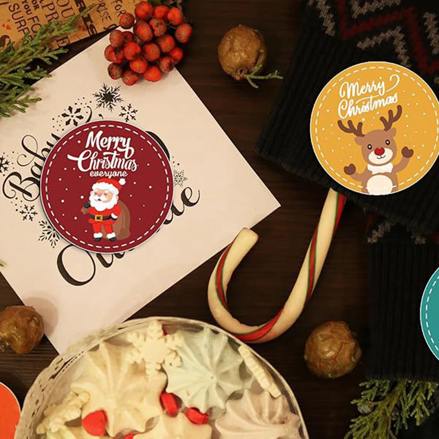100-500pcs 산타 클로스 스티커 파티 크리스마스 선물 포장 레이블 어린이 스크랩북 편지지 스티커