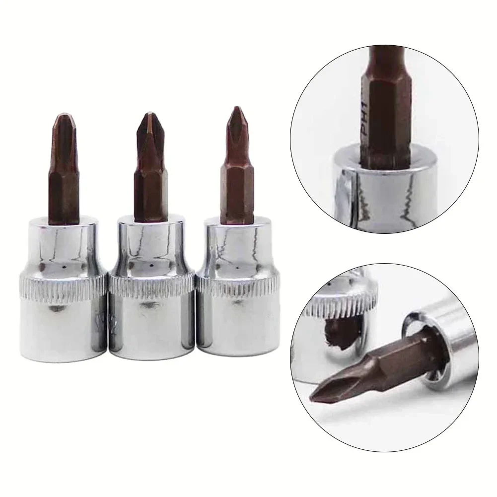 Destornillador adaptador de enchufe, llave de tubo de accionamiento cuadrado 3/8 PH1 PH2 PH3, broca cruzada para llave de trinquete, herramienta de mano, 1 ud.