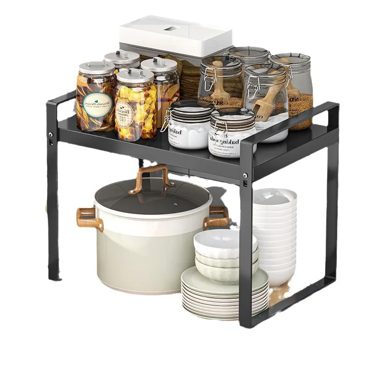 

Table Top Cabinet Partition Layered Shelf Seasoning Storage Pot Rack Tabletop Extendable Kitchen Storage Rack Small Shelf