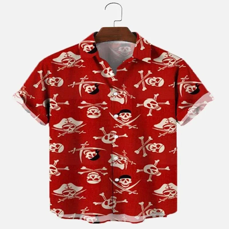 

Vintage Sailor Skull Short Sleeve Shirt 3D All Over Printed Hawaiian Shirt for Men and Women Casual Shirt Unisex