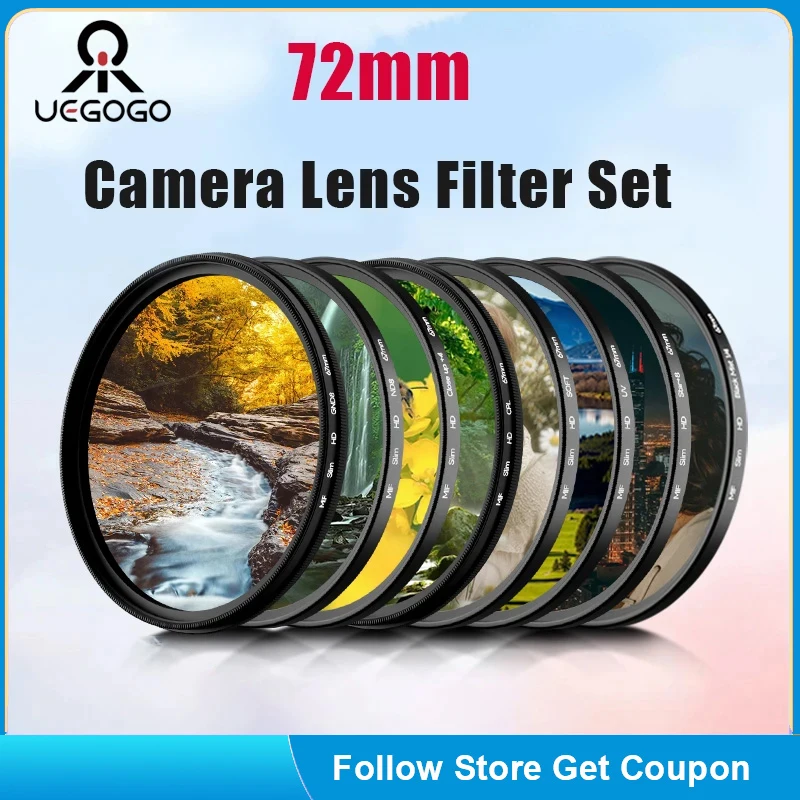 UEGOGO 72mm Filter Gradient GND Red GrEy CPL/UV/MCUV ND2-400/Soft Focus Black Mist Diffusion Star Line 4 6 8 Camera Lens Filter