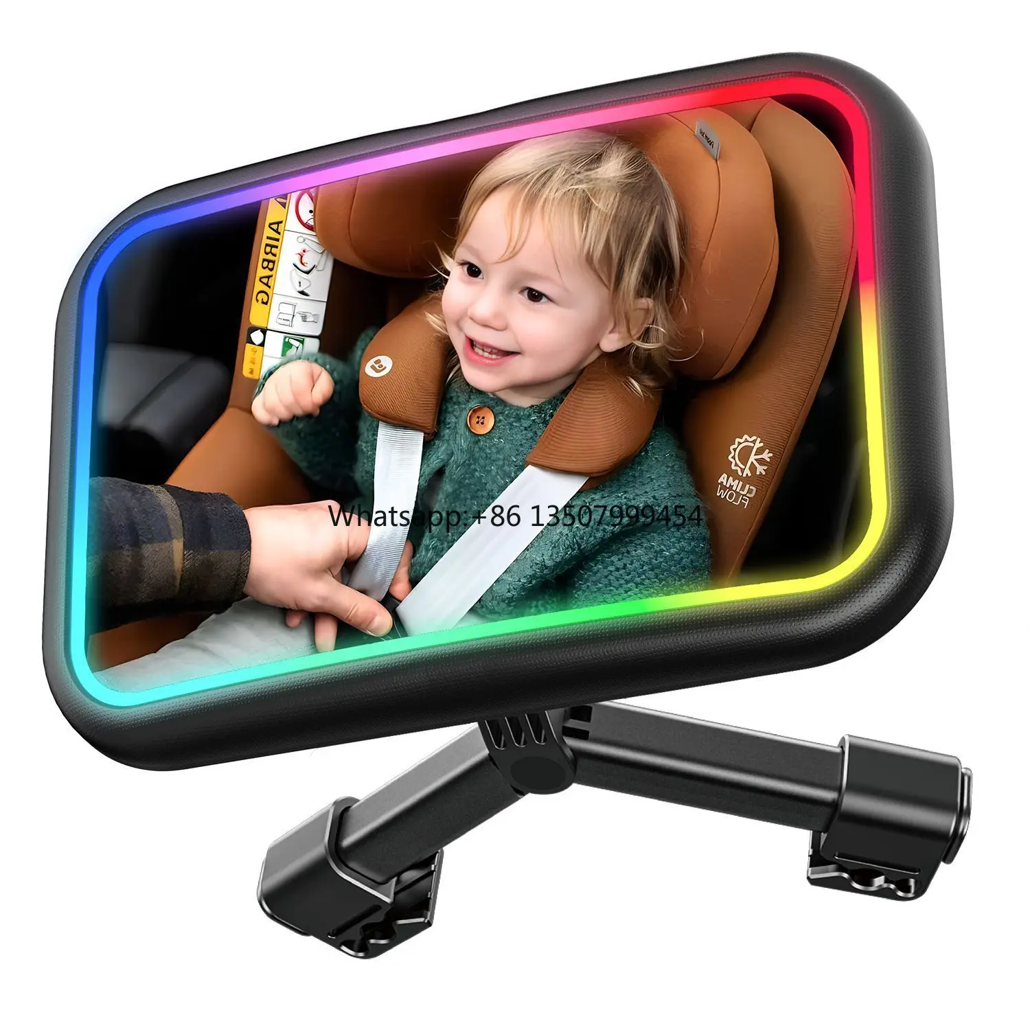 Night Light Wide Angle Car Baby Observation Mirror LED Remote Control 6-speed Adjustable Light Baby Car Rearview Mirror