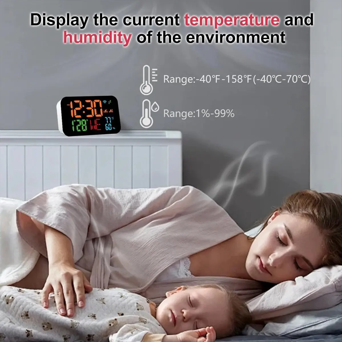 #09N (White)Tuya WiFi Clock Calendar Intelligent Thermometer Hygrometer,Electronics Accessories