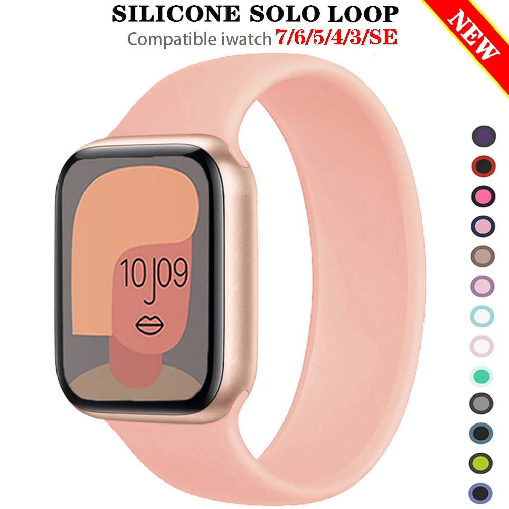 Armband für Apple Uhren armband 44mm 40mm 45mm 41mm 38mm 49mm elastisches Silikon Solo Loop Armband iwatch Serie 7 6 3 se 8 ultra 2 9