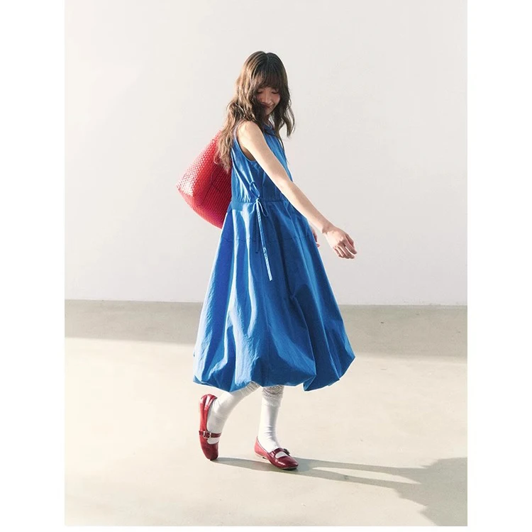 2025 ผู้หญิงฤดูร้อนชุดยาวสีฟ้าแขนกุดหลวมสไตล์ Boho Maxi ชุด Vestidos เสื้อผ้าผู้หญิง