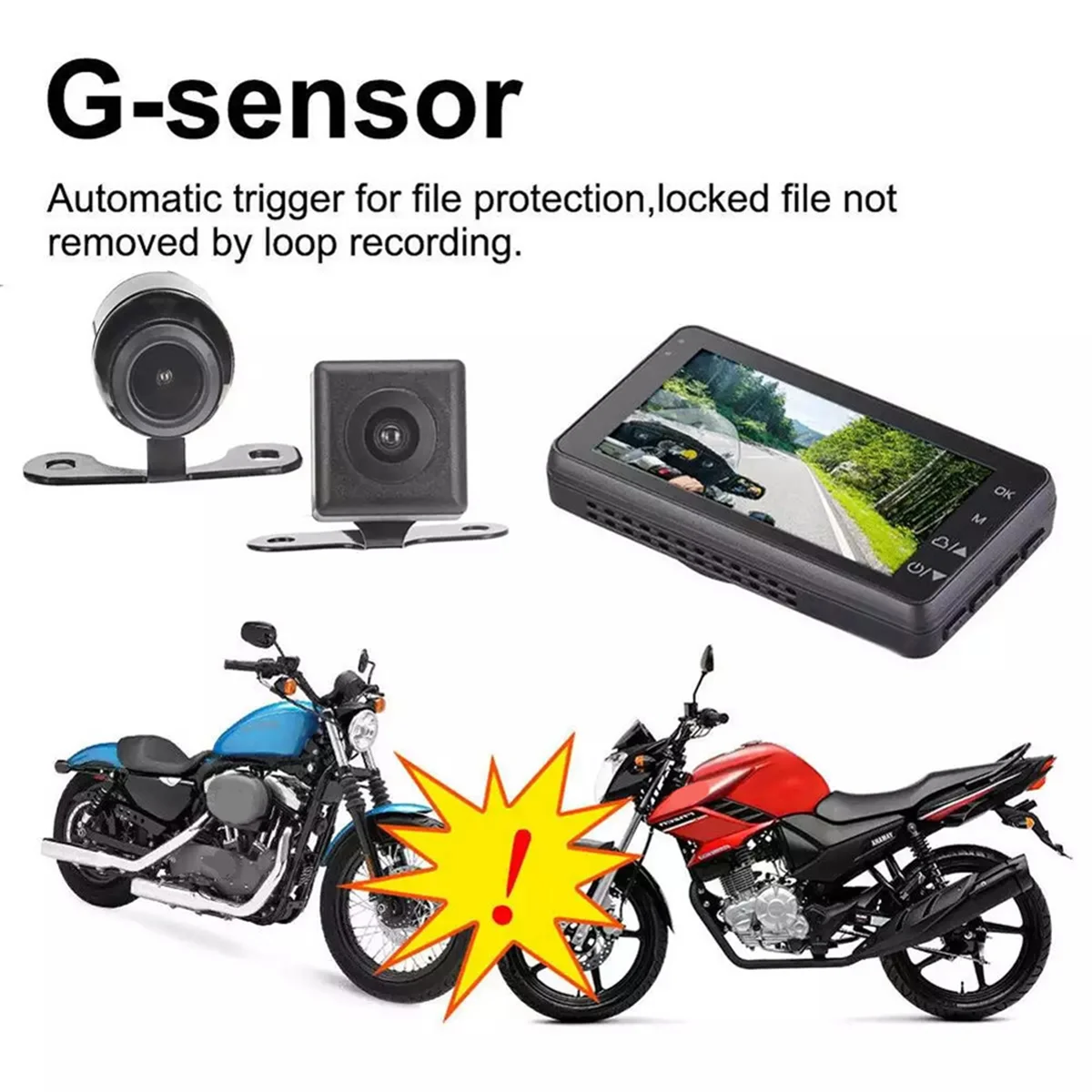 Motorcycle DVR Dash Camera with Front Rear Camera Dual Video Loop Recording Waterproof Motorbike Driving Recorder Cam