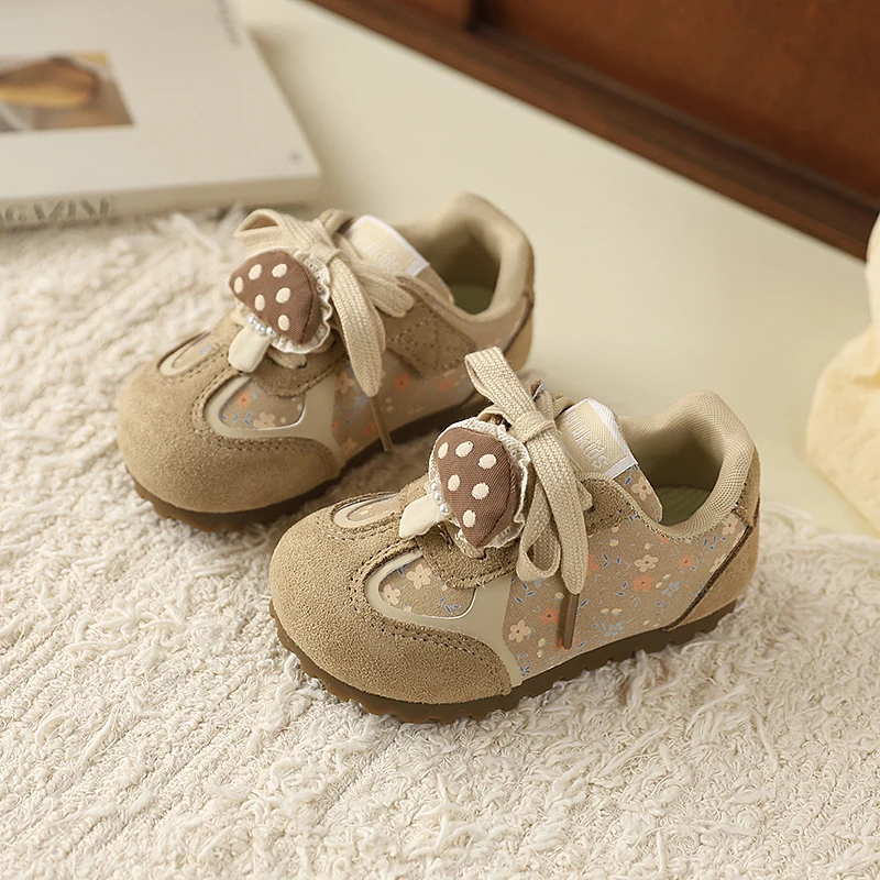 

New Fashion Korean Style Soft Anti-slippery Versatile Chic Sweet Bowtie Shoes 2026 Children Casual Sneakers for Girls Spring
