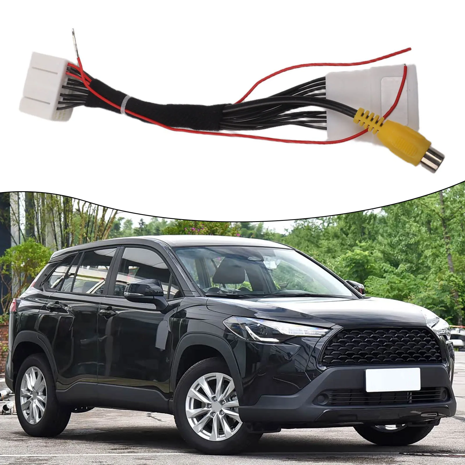 Car Rearview Camera Adapter Cable 30Pin 12V for Toyota Rear View Camera Wire Compatible with Corolla RAV4 Highlander