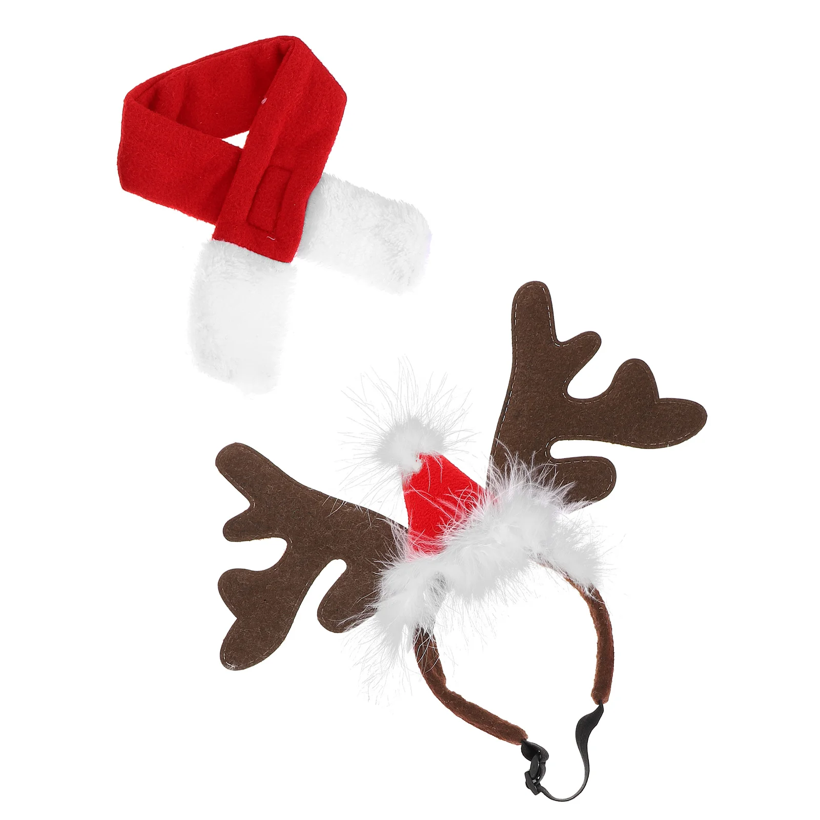 1Set Pet Christmas Hat Puppy Scarf and Headdress Cute Winter Dress Up Accessory for Small Animal Holiday Fun Pet Christmas Hat