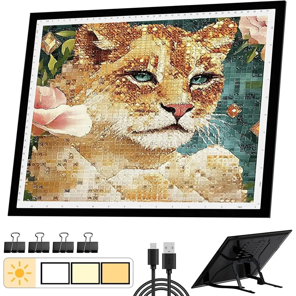 

Световая панель A3 или доска для алмазной вышивки со складной подставкой, световая панель для алмазной живописи с 3 режимами яркости и 10 уровнями яркости, 16x13 дюймов