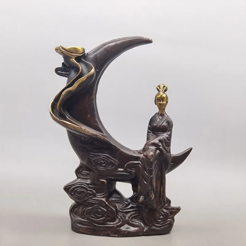 

Ancient Old Copper Incense Burner Backflow Incense Incense Burner Ornaments Antique Collection Bronze Purple Bronze Chang'e Copp