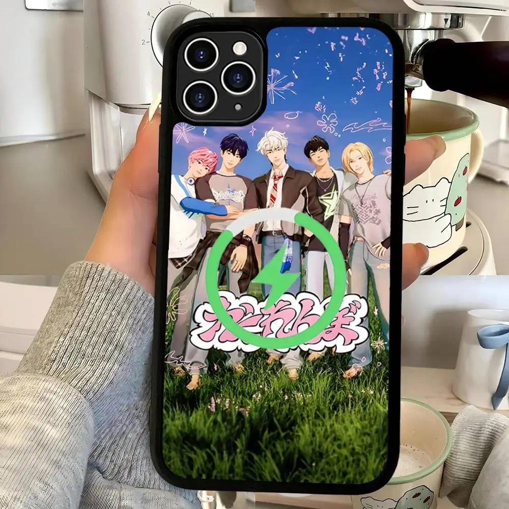 حافظة Kpop P-PLAVES لهاتف Magsafe المغناطيسي لهاتف IPhone 17 Air 16 15 14 13 12 11 Pro Max Plus شحن لاسلكي